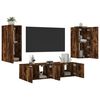 vidaXL 4 Piece TV Wall Units with LED Smoked Oak Engineered Wood
