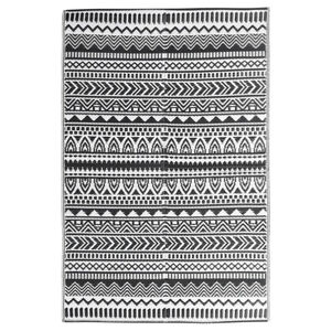 vidaXL Outdoor Rug | Black | Polypropylene | Large | Decorative Inlays