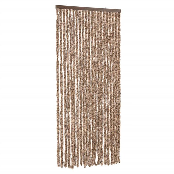vidaXL Fly Curtain Beige and Dark Brown 90x220 cm Chenille