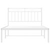 vidaXL Metal Bed Frame without Mattress with Headboard White 100x200cm
