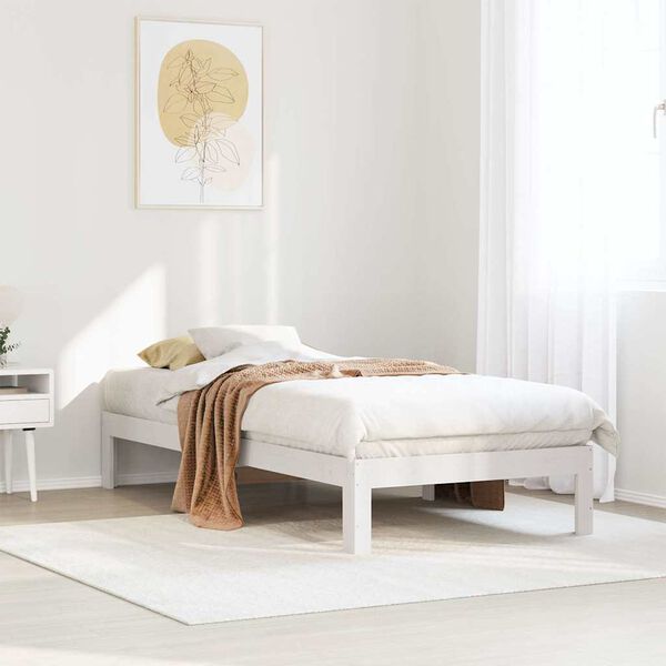 vidaXL Bed Frame without Mattress White 80x200 cm Solid Wood Pine