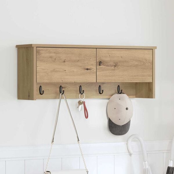 vidaXL Wall-Mounted Coat Rack with Shelf Artisan Oak 80 x 20 x 30 cm