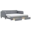 vidaXL Daybed with Trundle and Drawers Light Grey 90x190 cm Fabric
