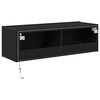 vidaXL TV Wall Cabinet Wall-mounted 2 pcs Black Oak 100 x 35 x 31 cm