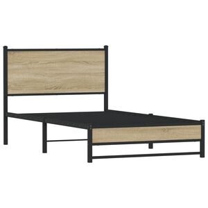 vidaXL Metal Bed Frame without Mattress Sonoma Oak 100x200 cm