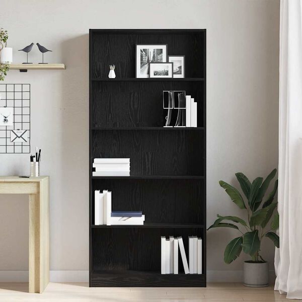 vidaXL Bookcase Black Oak 80x24x176 cm Engineered Wood