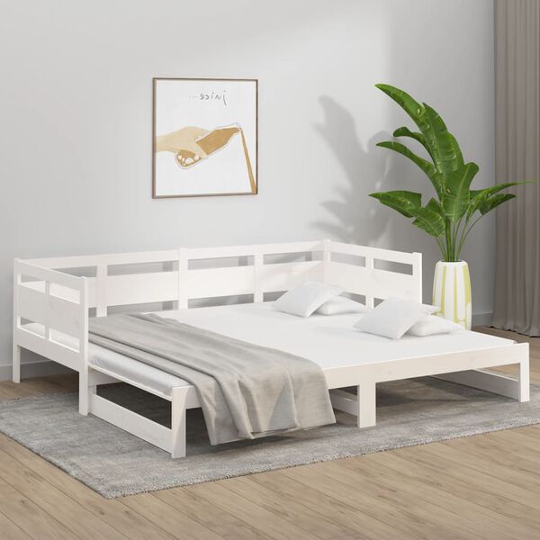 vidaXL Pull-out Day Bed without Mattress White 2x(80x200) cm