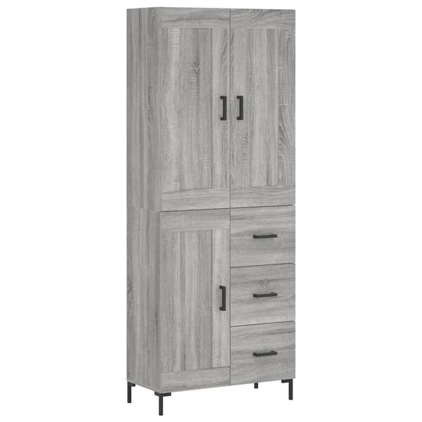 vidaXL Highboard Grey Sonoma 69.5x34x180 cm Engineered Wood