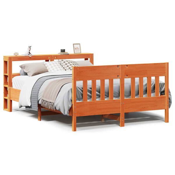 vidaXL Bed Frame without Mattress Wax Brown 120x190 cm Small Double Solid Wood Pine