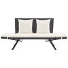 vidaXL Garden Bench with Cushions Black 176 cm Poly Rattan