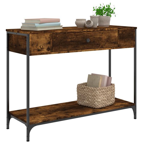 vidaXL Console Table Smoked Oak 100x34.5x75 cm Engineered Wood