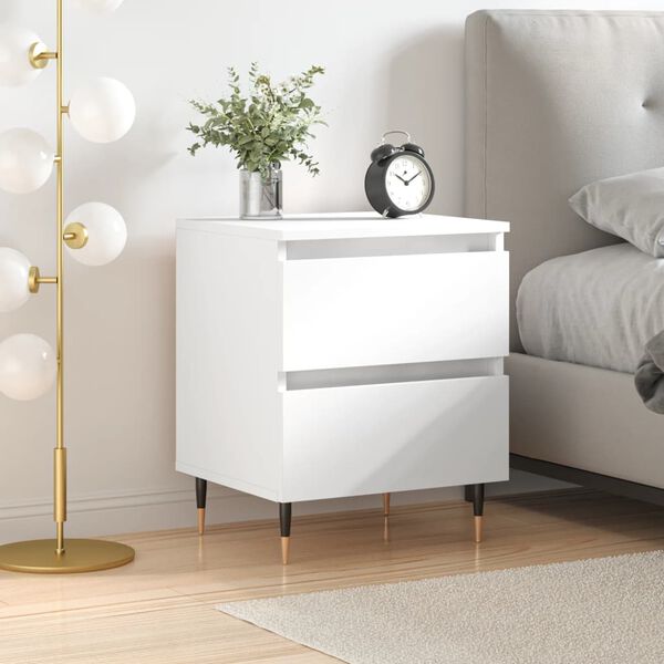 vidaXL Bedside Cabinet White 40x35x50 cm Engineered Wood