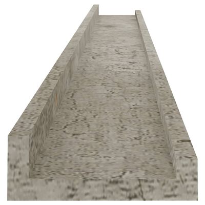 Long concrete-like trough or shelf with inner lip and textured surface