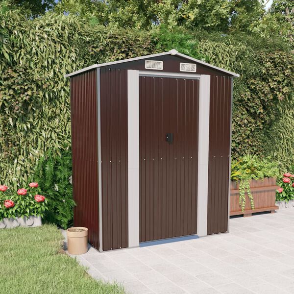 vidaXL Garden Shed Dark Brown 192x108x223 cm Galvanised Steel