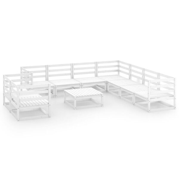 vidaXL 10 Piece Garden Lounge Set White Solid Pinewood