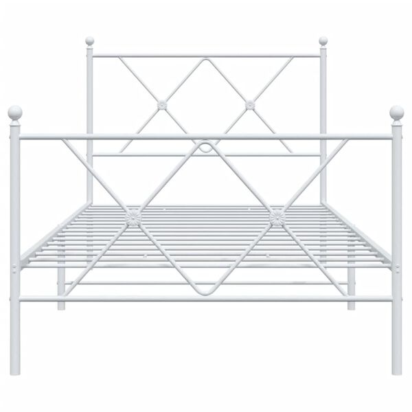 vidaXL Metal Bed Frame without Mattress with Footboard White 90x200cm