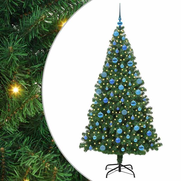 vidaXL Upside-down Artificial Pre-lit Christmas Tree with Ball Set PVC