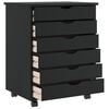 vidaXL Rolling Cabinet with Drawers MOSS Black Solid Wood Pine