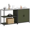 vidaXL Kitchen Storage Set with Shelf 2 pcs Olive Green Steel