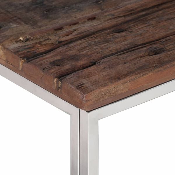 vidaXL Coffee Table Silver Stainless Steel and Solid Wood Sleeper