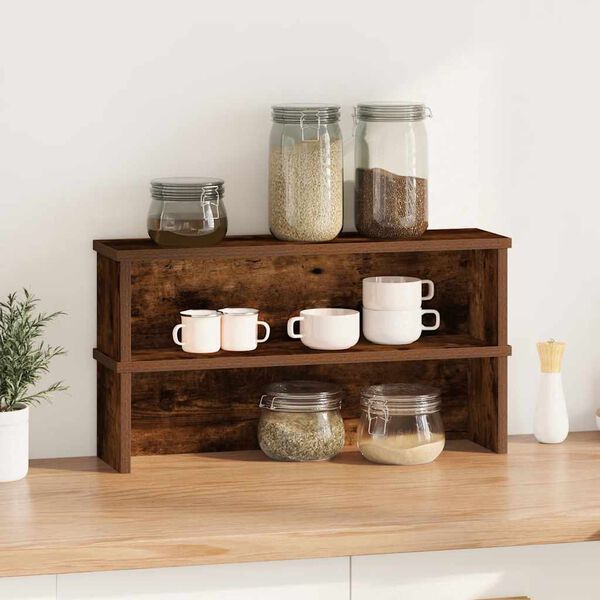 vidaXL Kitchen Racks Stackable 2 pcs Smoked Oak 60x15x16 cm