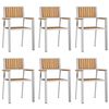 vidaXL Garden Chair 6 pcs Solid Teak Wood and Stainless Steel