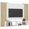 vidaXL Wall TV Cabinet White and Sonoma Oak 120x23.5x90 cm Engineered Wood