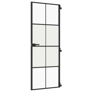 vidaXL Interior Door Slim Black 76x201.5 cm Tempered Glass and Aluminium