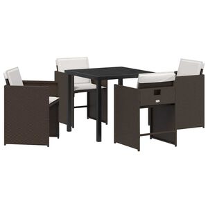 vidaXL Garden Dining Set 5 pcs Brown Poly Rattan