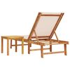 vidaXL Sun Lounger with Table Cream Solid Wood Acacia and Textilene