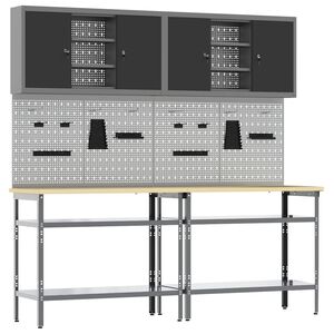 vidaXL Work Bench Set 8 pcs Black and Grey Powder-Coated Steel