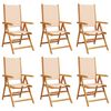 vidaXL Reclining Garden Chairs 6 pcs Beige Fabric and Solid Wood