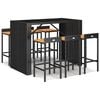 vidaXL 7 Piece Garden Bar Set Black Poly Rattan& Solid Wood Acacia