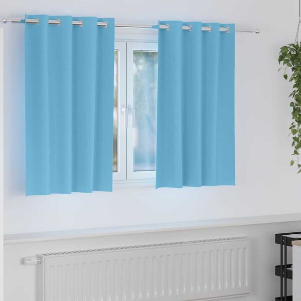 vidaXL Blackout Curtains with Rings 2 pcs Light Blue 140 x 140 cm