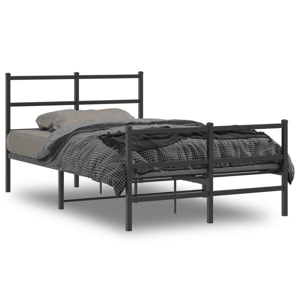 vidaXL Metal Bed Frame without Mattress with Footboard&nbsp;Black 120x190cm