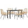 vidaXL 5 Piece Garden Dining Set Brown Poly Rattan Glass