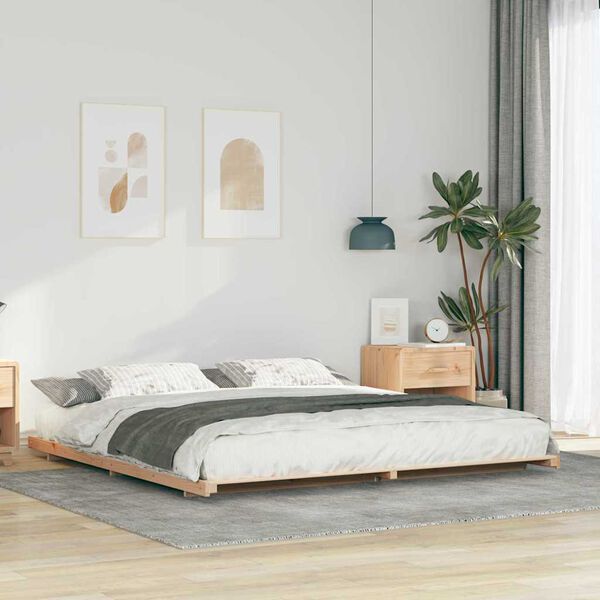 vidaXL Floor Bed Frame Brown 200 x 210 cm Solid pine wood