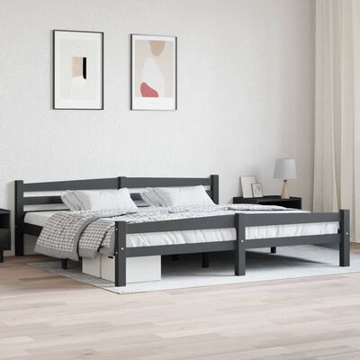 vidaXL Bed Frame Dark Grey Solid Pinewood 200x200 cm