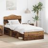vidaXL Bed Frame with Headboard Old Wood 100 x 200 cm Solid Pine Wood