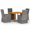 vidaXL Garden Dining Set with Cushion 5 pcs Grey Poly Rattan