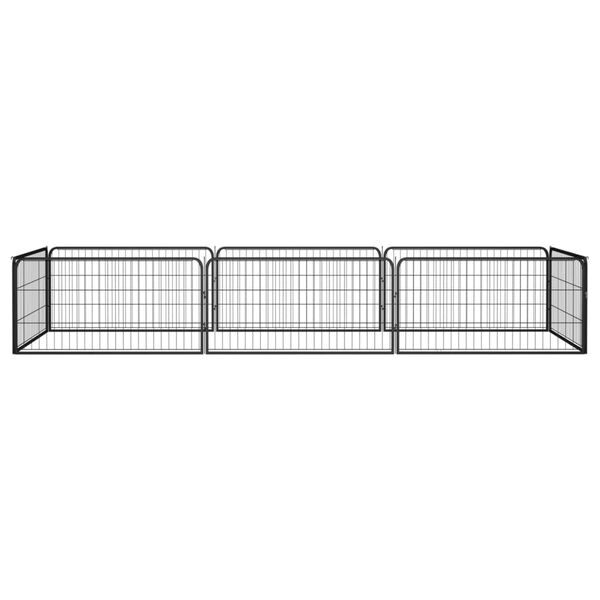 vidaXL 8-Panel Dog Playpen Black 100x50 cm Powder-coated Steel