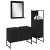 vidaXL Bathroom Furniture Set with Shelf 3 pcs Black Engineered wood