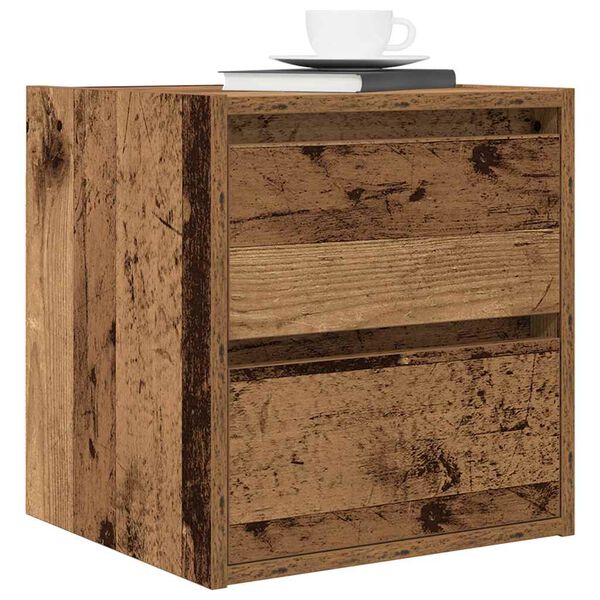 vidaXL Wall-mounted Bedside Cabinet Old Wood 38x34x40 cm