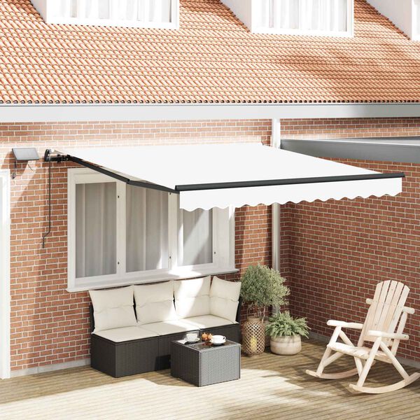 vidaXL Retractable Awning Manual White 350 x 250 cm Fabric