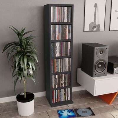 vidaXL CD Cabinet Grey 21x20x88 cm Engineered Wood