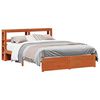 vidaXL Bed Frame with Shelf Wax Brown 160 x 200 cm Solid Pine Wood