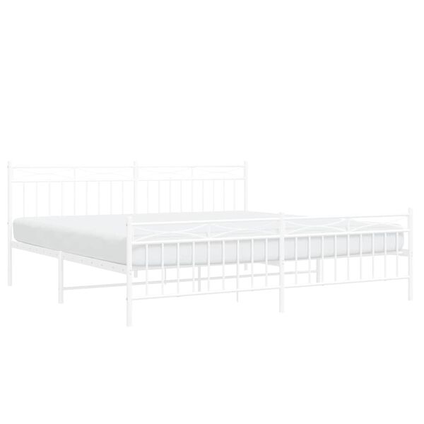 vidaXL Metal Bed Frame without Mattress with Footboard White 193x203cm