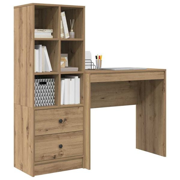 vidaXL Desk with Drawer 2 pcs Artisan Oak