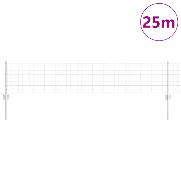 vidaXL Fence with Post Silver 0.4 x 25 m Steel