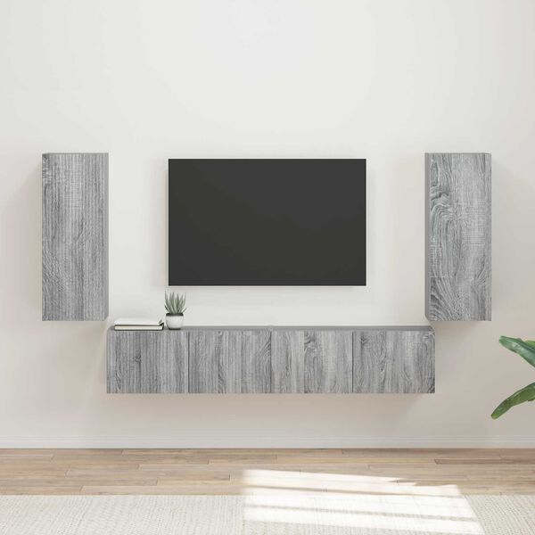 vidaXL TV Wall Cabinet Set 4 pcs Grey Sonoma Engineered Wood